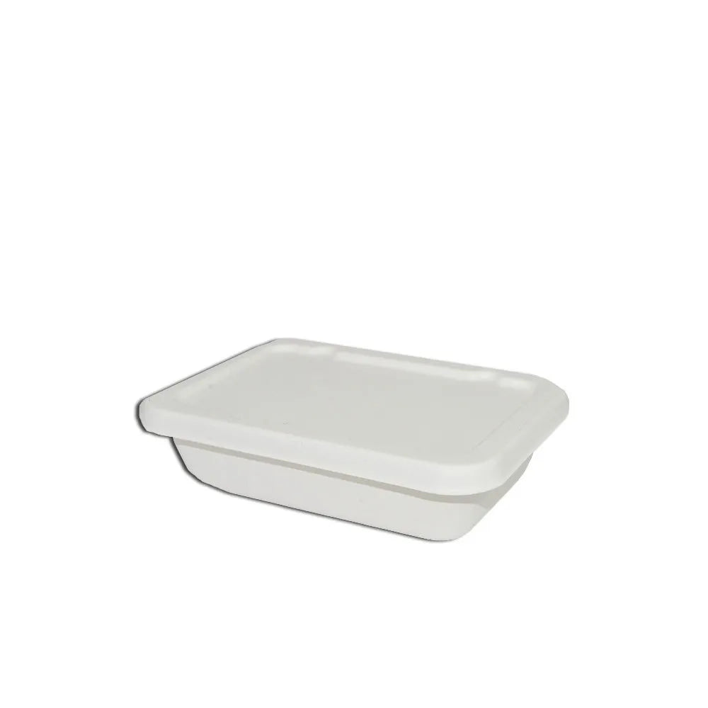 Bowl rectangular de Pulpa de Papel con tapa | 500 ml