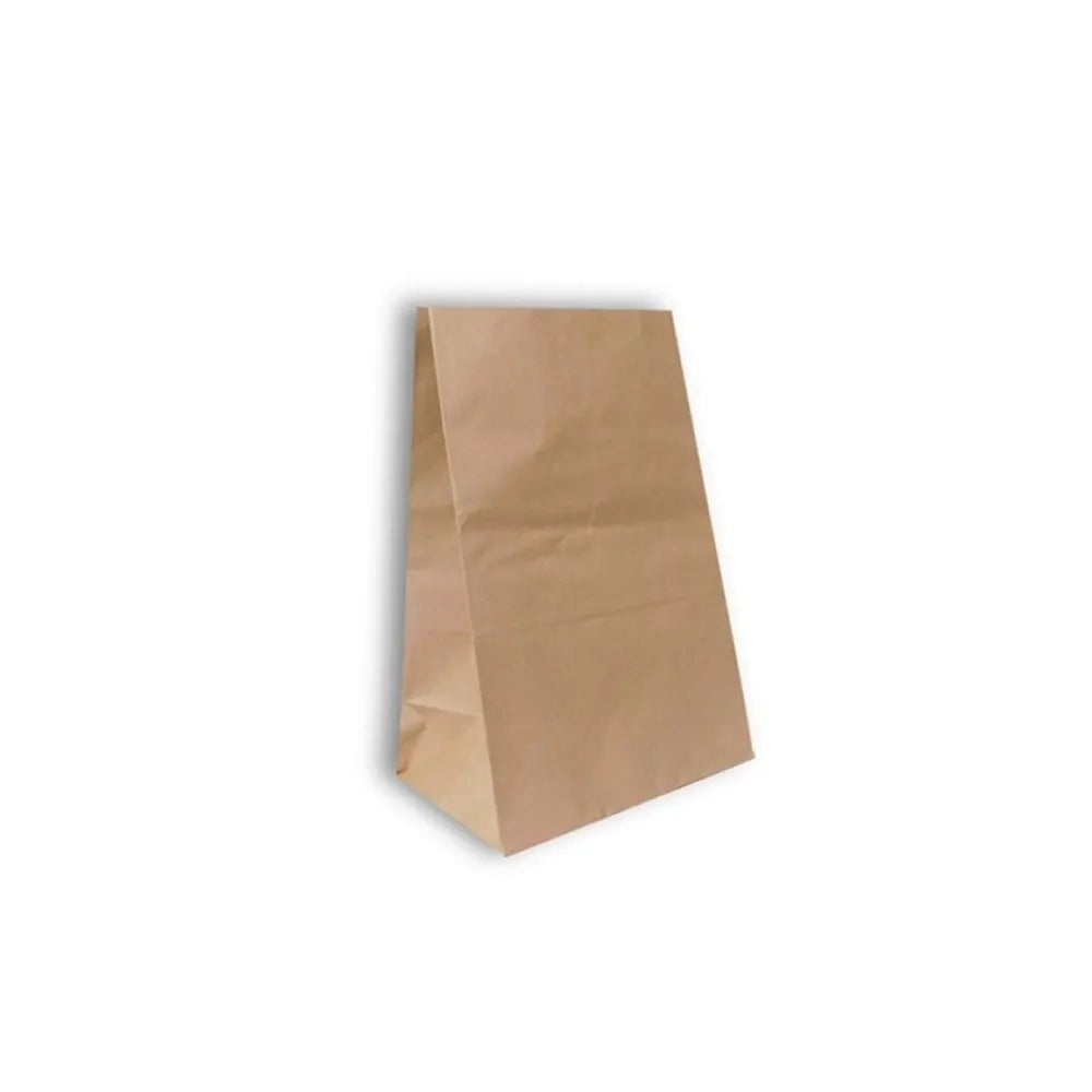 Bolsa de papel Kraft sin manija base cuadrada para domicilio | 20 Lb - 60 gr