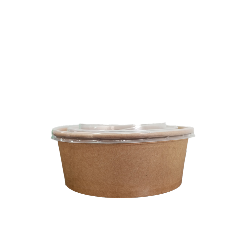 Bowl Kraft para Domicilios de 1.000 ml (32 oz) con tapa PP