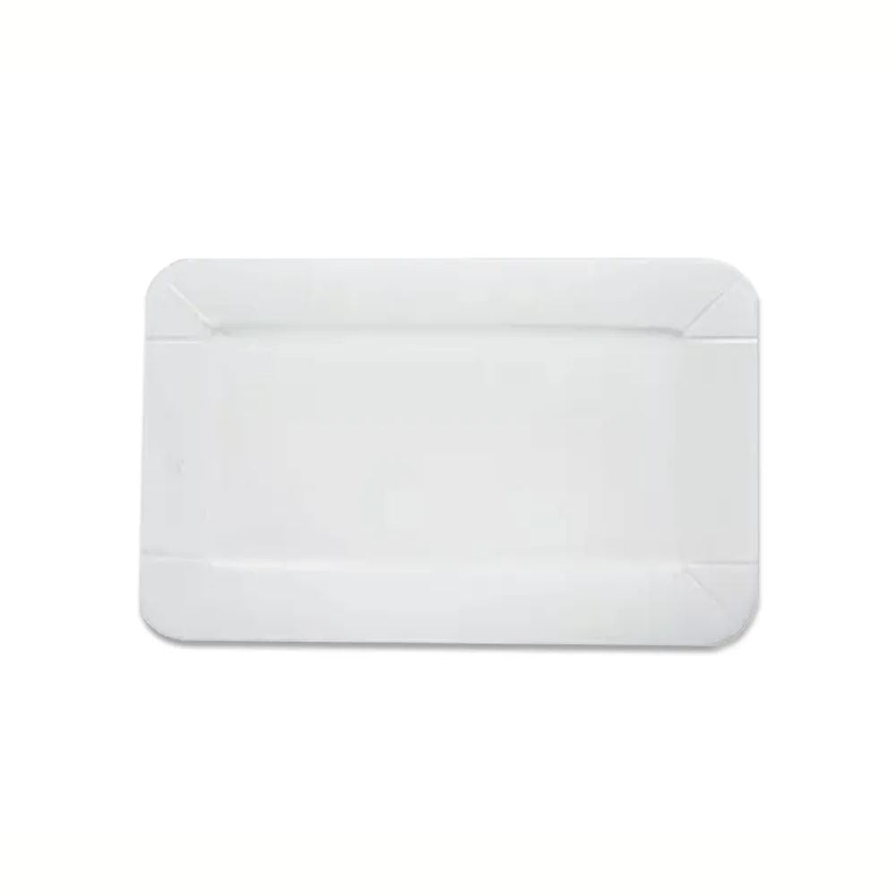 Plato rectangular de cartón blanco con relieve | 21cm x 13cm