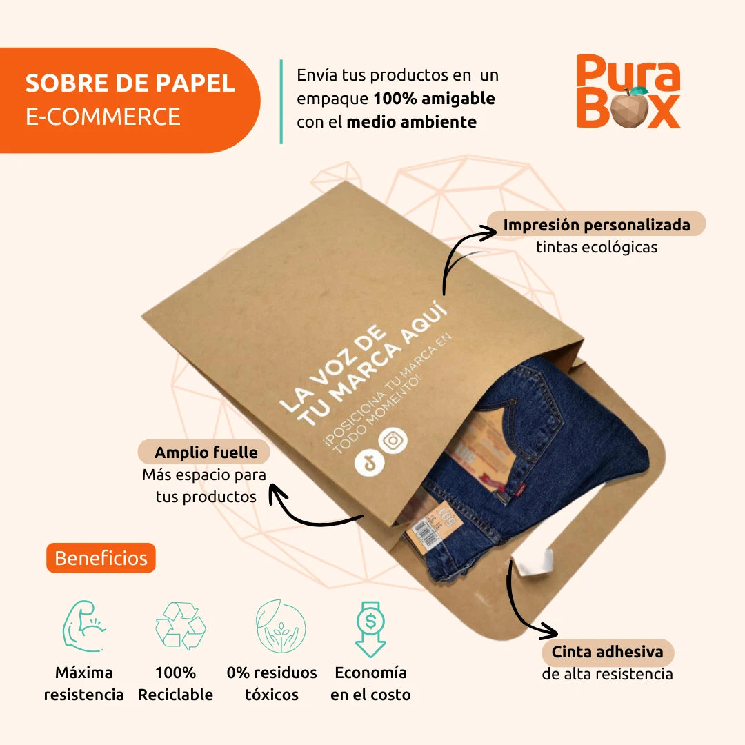 Sobre de papel Kraft con fuelle para envíos | Small