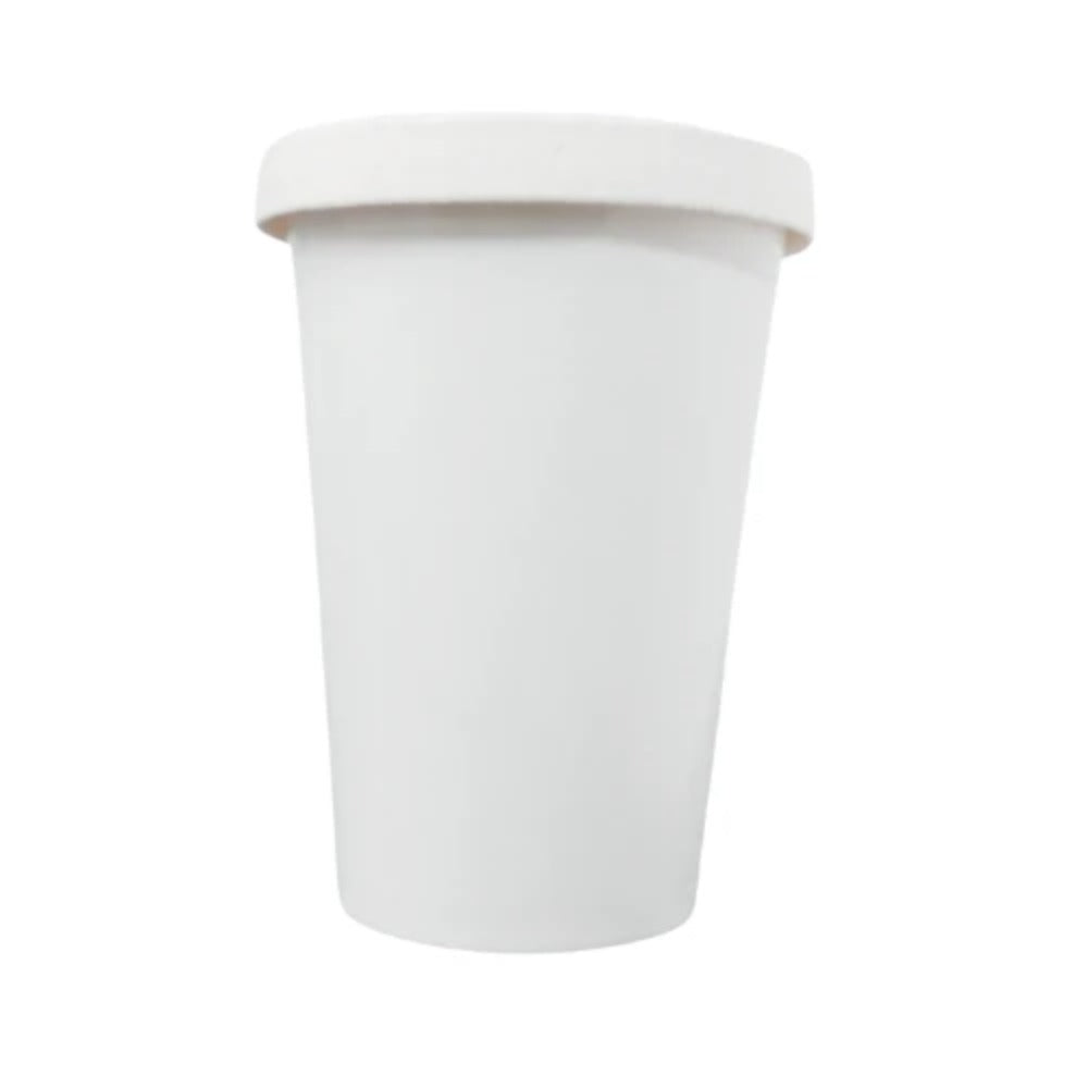 Vaso de cartón blanco para bebidas | 12oz - 443 ml + Tapa de cartón pitillera